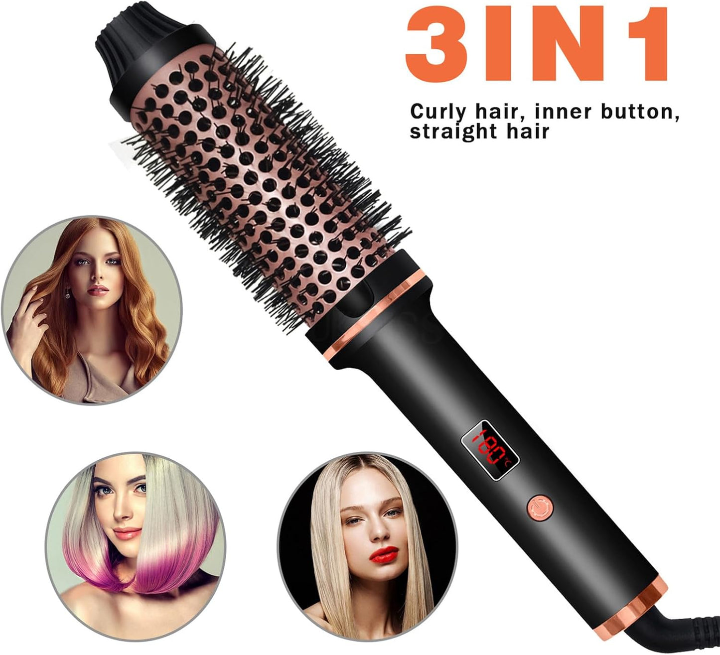 Hot Air Brush Curling Iron 1.5 Inch – Volumizing Thermal Styling Tool